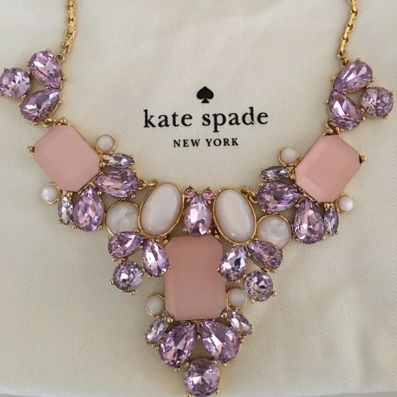 NWT Kate Spade Blush Crystal Glitzy Spritz Necklace - Picture 1 of 6